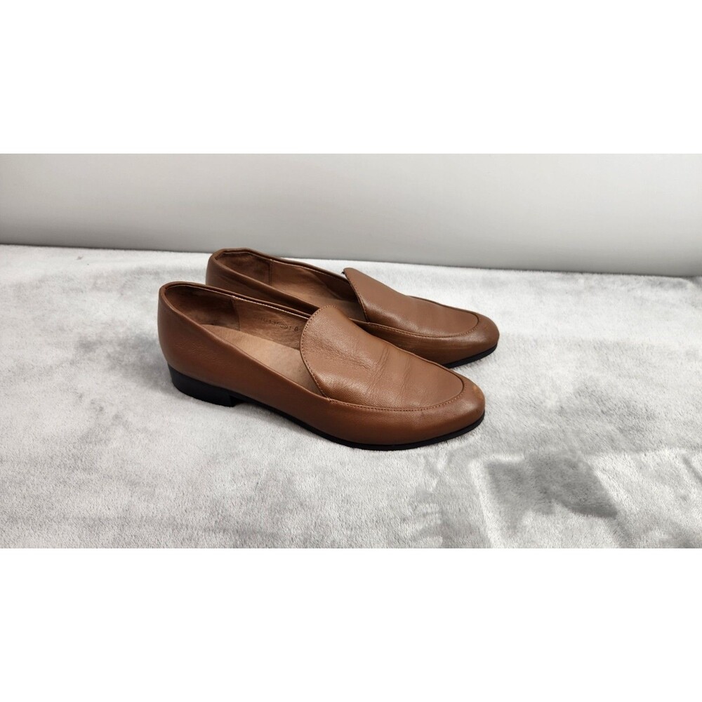J Jill Women's Size 5‎ Cognac Tan Leather Canary Slip On Flat Shoes Comfort